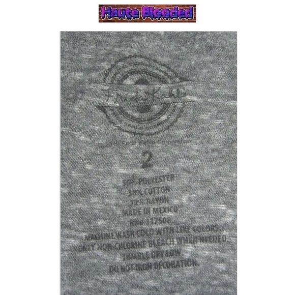 Frida Kahlo Tee Shirt Plus Size Mexican Painter Artist Gray Flowers Sz XXL 2X 2 - Picture 8 of 9